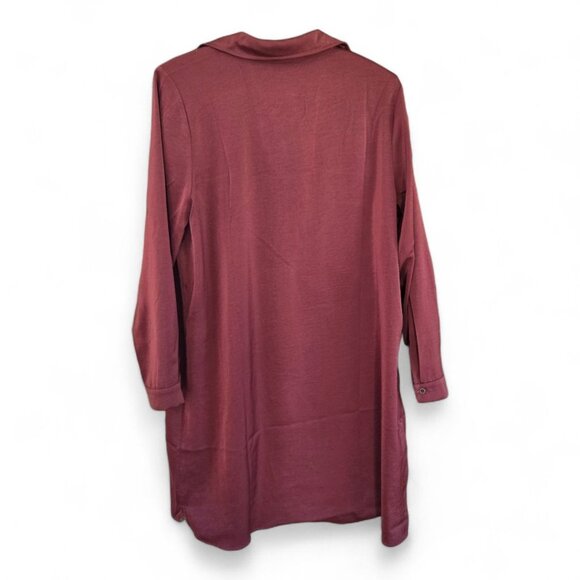 Lucky Brand Womens Long Sleeve Tunic Dress In Burgundy Size Large - Picture 2 of 5